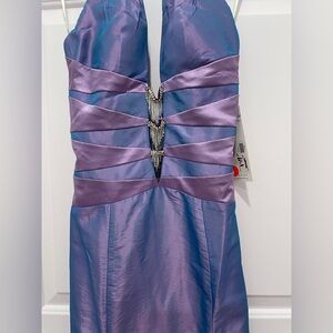 NWT Prom Dress - Iridescent Purple and Pink Fit and Flare Halter Gown